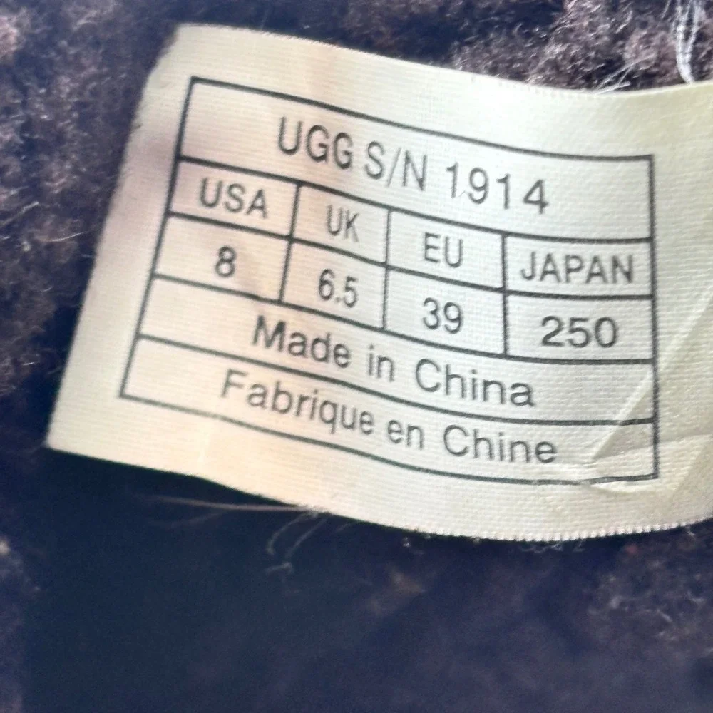 UGG Bellevue Sheepskin Foldover Boots Brown Leather Suede Shearling Buckle Sz‎ 8
